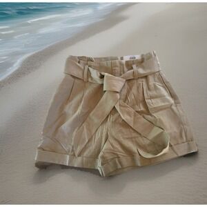 NWT On 34th Women's SZ M Utility Shorts Safari Belted Linen Cotton Coastal Chic